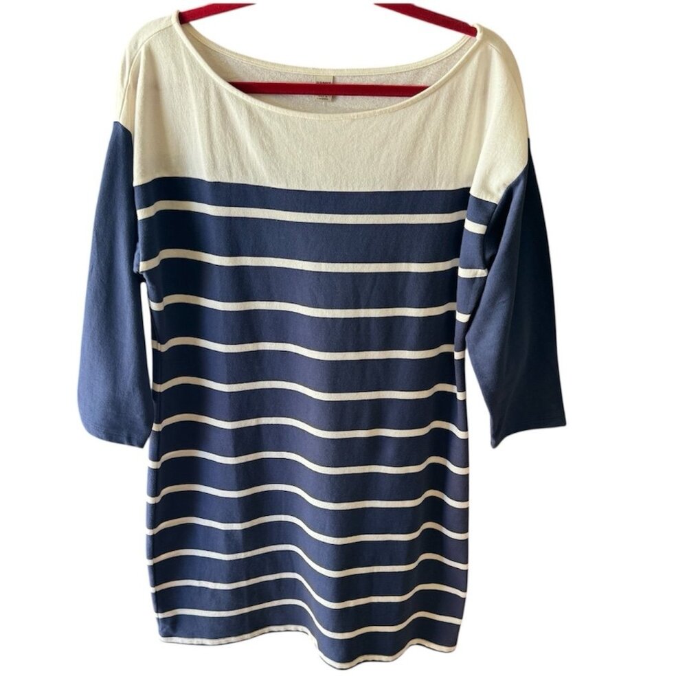 Old Navy NWT Nautical Blue White Knit Dress 3/4 Sleeve Women Large